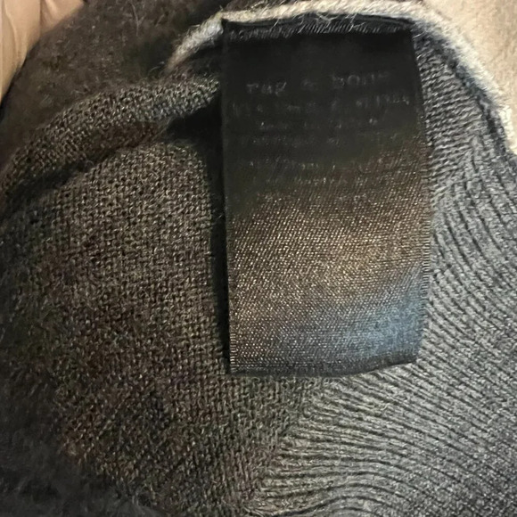 Rag & Bone Sweater Blouse Colorblock Long Sleeve Knitted Gray Cream Size Large - Picture 4 of 10